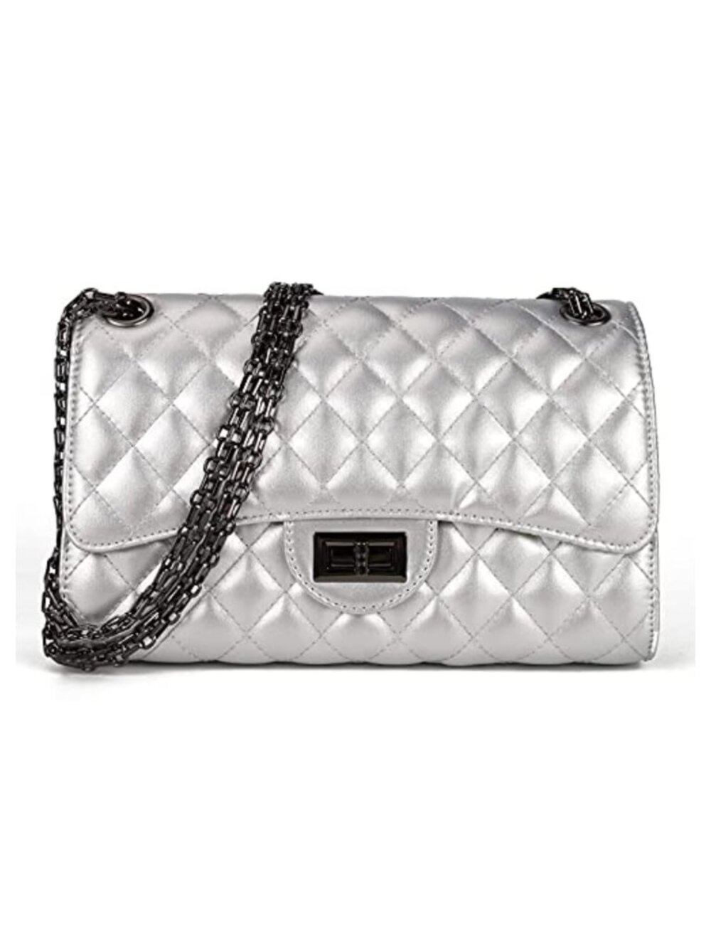 Quilted Crossbody Bag with Chain Strap Multi-Functional Shoulder Purse Clutch